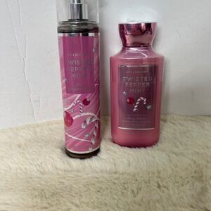 Bath & Body Works Twisted Peppermint Fragrance Mist & Body Lotion Set 8oz New